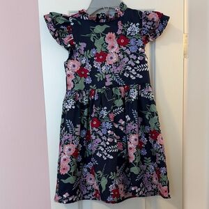 Janie and Jack Floral Kids Dress - Navy and Red